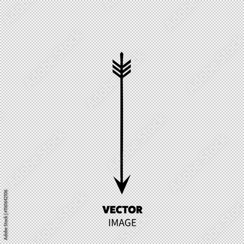 A bold black arrow graphic pointing downward, symbolizing direction and focus.