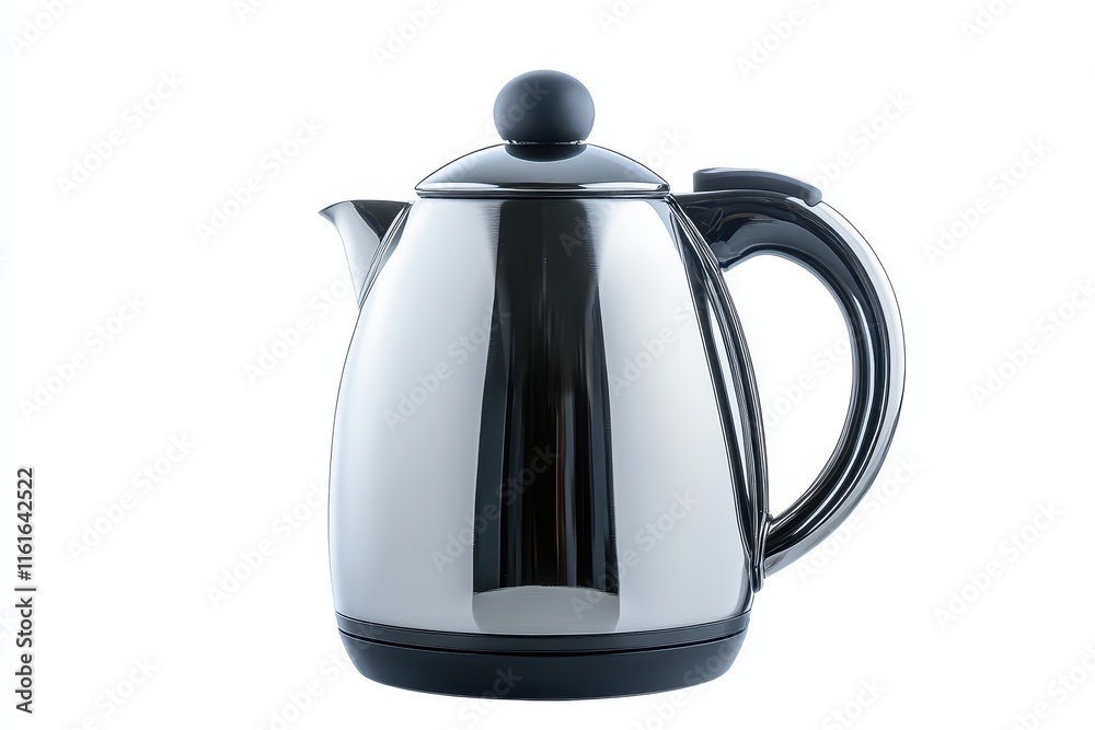 Fototapeta premium Electric kettle for hot drinks Auto shut off feature New stainless steel kitchenware Isolated background