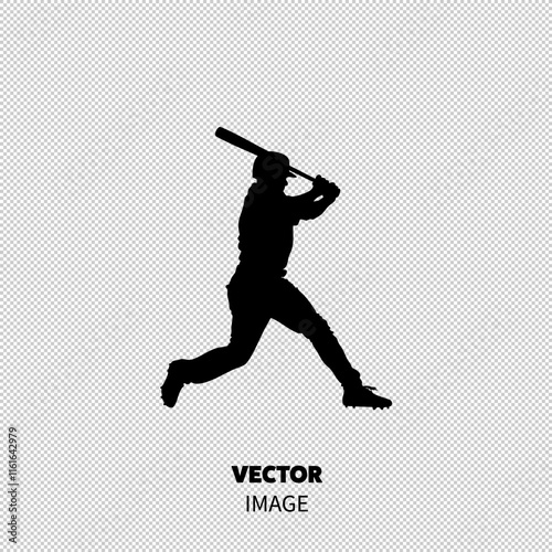 Silhouette of a male baseball player in action, poised to swing a bat, displaying athletic movement and focus.