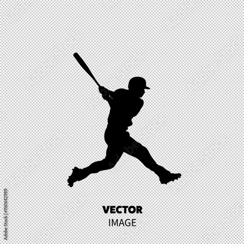 A dynamic silhouette of a male baseball player swinging a bat, showcasing athleticism and concentration.