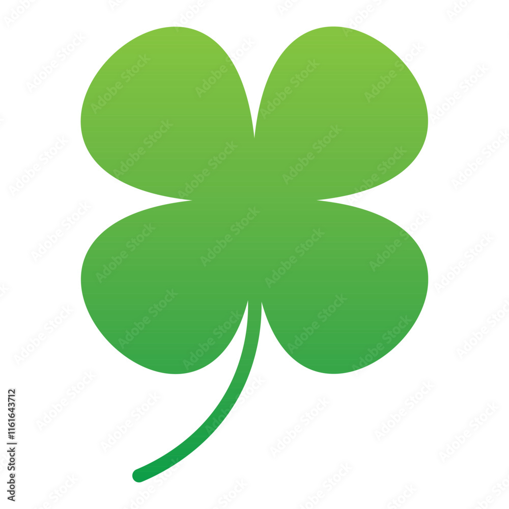 St Patrick's Day. Lucky Four-leaf clover, Green Four leaf clover vector icon. Lucky and happiness concept. Shamrock - green four leaf clover icon. Good luck theme design element. St Patrick's Day. Lucky Four-leaf clover, Green Four leaf clover vector icon. Lucky and happiness concept. Shamrock - green four leaf clover icon. Good luck theme design element.