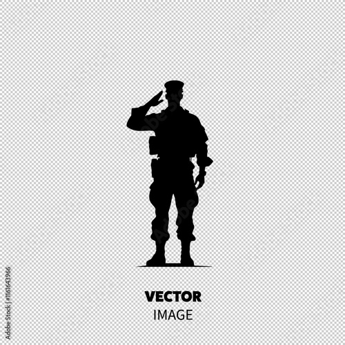 Silhouette of a male soldier saluting, showcasing pride and respect in a uniformed pose.