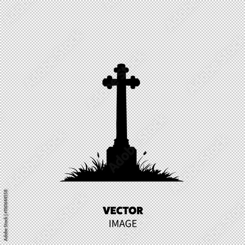 Silhouetted gravestone cross surrounded by tall grasses, evoking a sense of calm and contemplation.