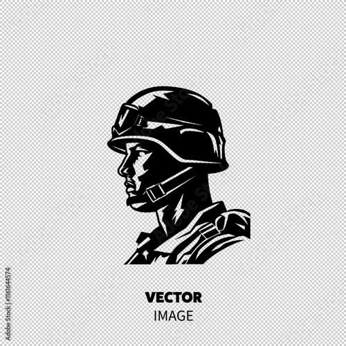 A detailed silhouette of a male soldier in uniform, showcasing strength and determination.