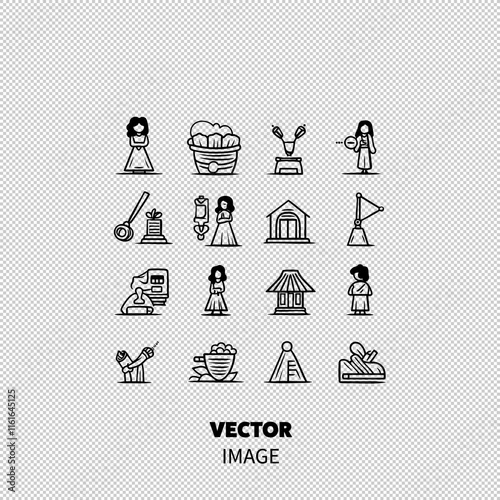 A collection of various illustrations depicting women engaging in diverse activities and occupations.