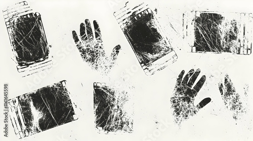 Distressed Handprints & Film Negatives, A Grunge Abstract Art Print