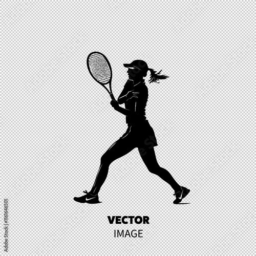 Female athlete in action, playing tennis with focus and determination.