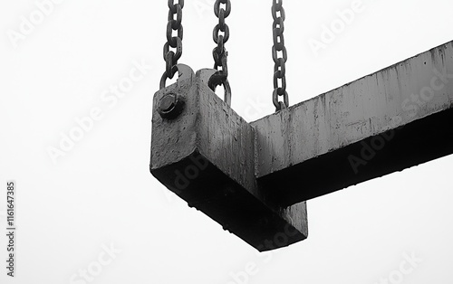 Industrial Strength: A close-up of a crane's jib, showcasing its robust construction and intricate details. A study in black and white.