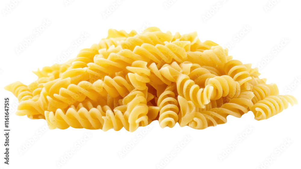 Yellow rotini pasta, transparent background Yellow rotini pasta, transparent background