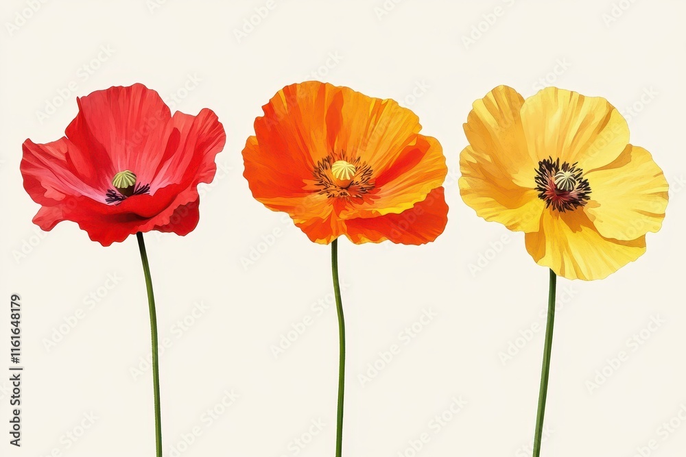 Fototapeta premium isolate yellow orange red poppy