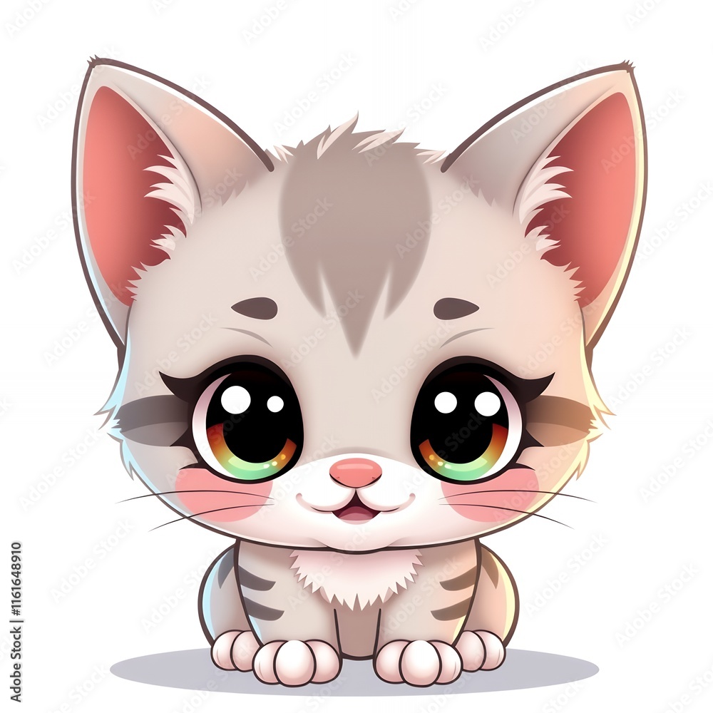 Adorable Cartoon Kitten with Big Eyes Adorable Cartoon Kitten with Big Eyes