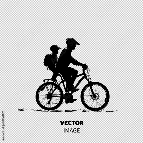 Silhouette of a father and son cycling together, showcasing adventure and bonding in the great outdoors.