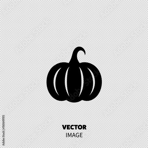 Stylized black pumpkin silhouette on a clean white background, perfect for Halloween-themed designs.