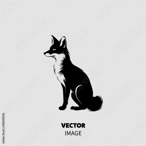 Stylized black silhouette of a fox, showcasing its elegant features and bushy tail.