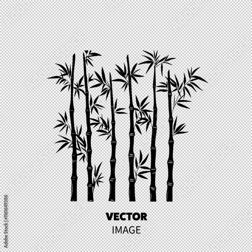 Elegant black bamboo silhouettes against a white background, creating a serene and minimalist aesthetic.