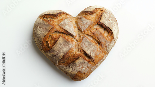 heart shaped bread on white background, baking, heart shaped bun