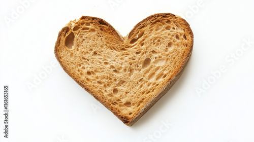heart shaped bread on white background, baking, heart shaped bun