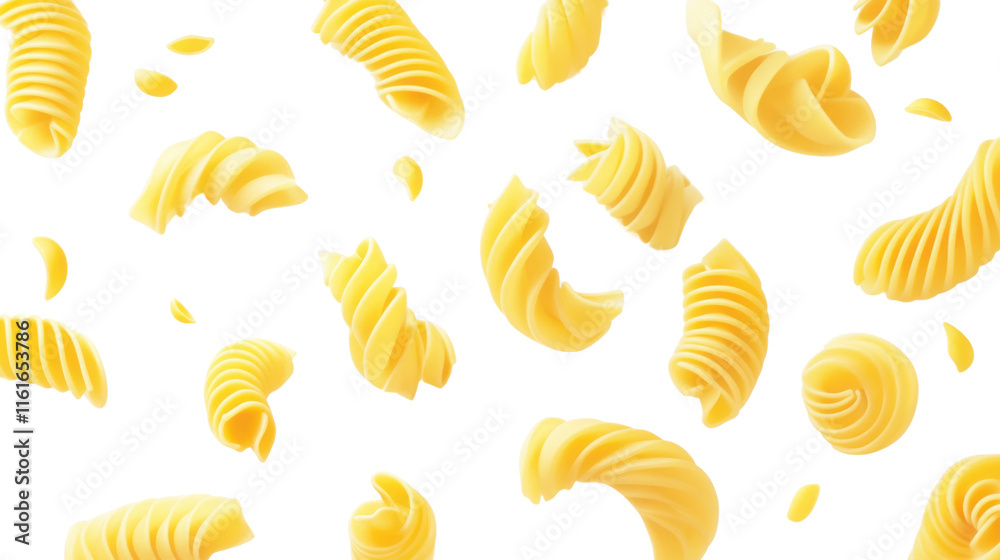 Fototapeta premium Yellow rotini pasta, transparent background