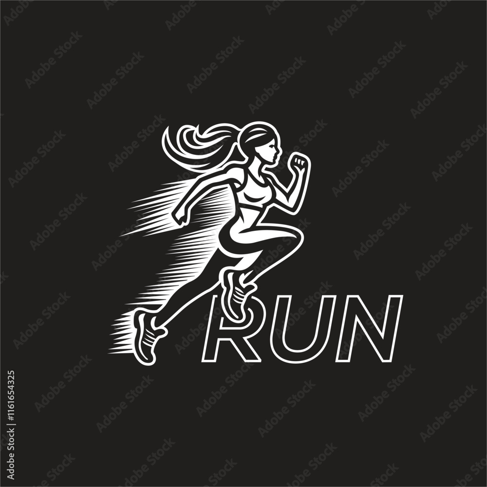 Fototapeta premium Female running logo vector