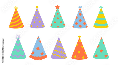 Colorful party hats for festive celebrations and gatherings