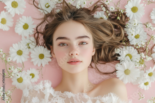 portrait of a woman with flowers in hair
