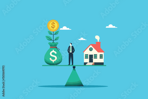 Financial Dilemma, A Businessman's Thoughtful Decision Between Paying Off the Mortgage or Investing for Future Profits