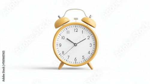 yellow alarm clock with white face and black numbers, symbolizing time management and punctuality. This cheerful design adds bright touch to any space