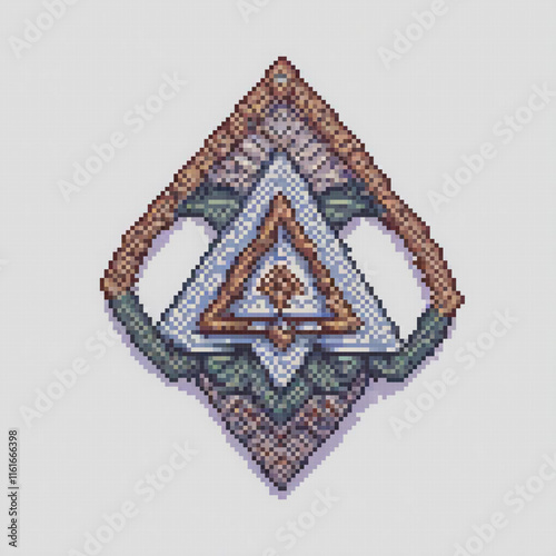 Pixel art cross stitch square with triangle centerpiece