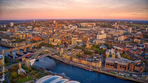 Fotografía Aerial View of Newcastle, England, United Kingdom