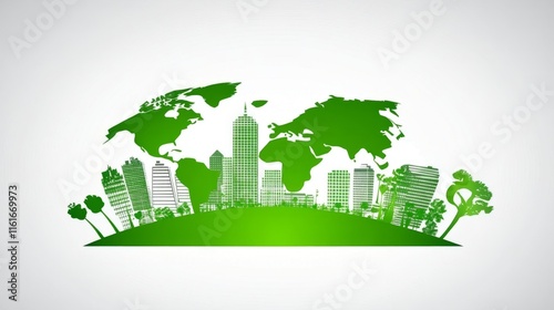 Green city. City and nature ecosystem. Sustainable development. Vector file.