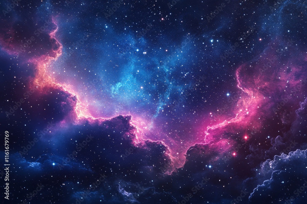 Fototapeta premium Stars sparkle softly in a rich midnight sky with cosmic hues., Generative AI