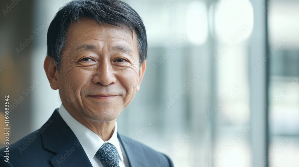 confident businessman in suit smiles warmly, showcasing professional demeanor in modern office setting. His expression conveys approachability and success confident businessman in suit smiles warmly, showcasing professional demeanor in modern office setting. His expression conveys approachability and success