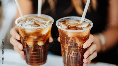 hand holding iced coffee