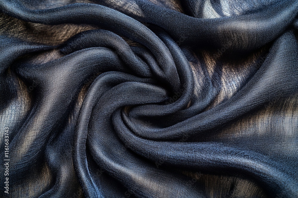 Swirling dark gray silk fabric texture. Swirling dark gray silk fabric texture.
