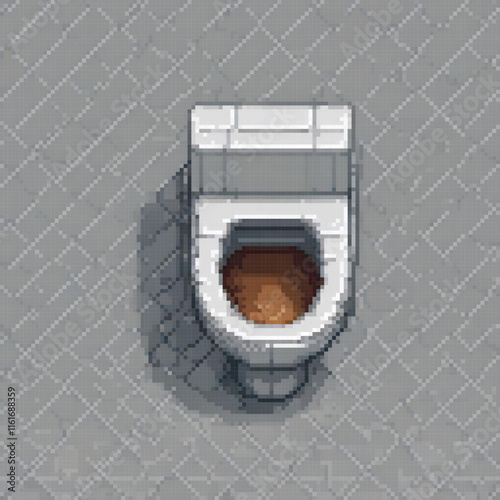 Pixel art toilet with a central hole, perfect for retro-themed bathrooms.