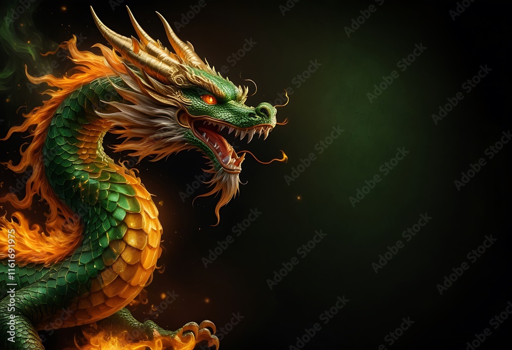Fiery Chinese Dragon Roars in a Dramatic Fantasy Scene for Background Fiery Chinese Dragon Roars in a Dramatic Fantasy Scene for Background