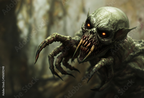 Ferocious Creature: Dark Fantasy Digital Painting photo