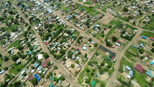 Aerial downward view of the city of Juba, capital of South Sudan.