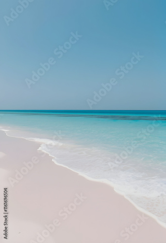 Capturing the serene beauty of a pristine beach accentuates the vibrant turquoise and emerald hues of the water against the white sand, evoking a sense of tranquility and serenity. Ocean beach islan