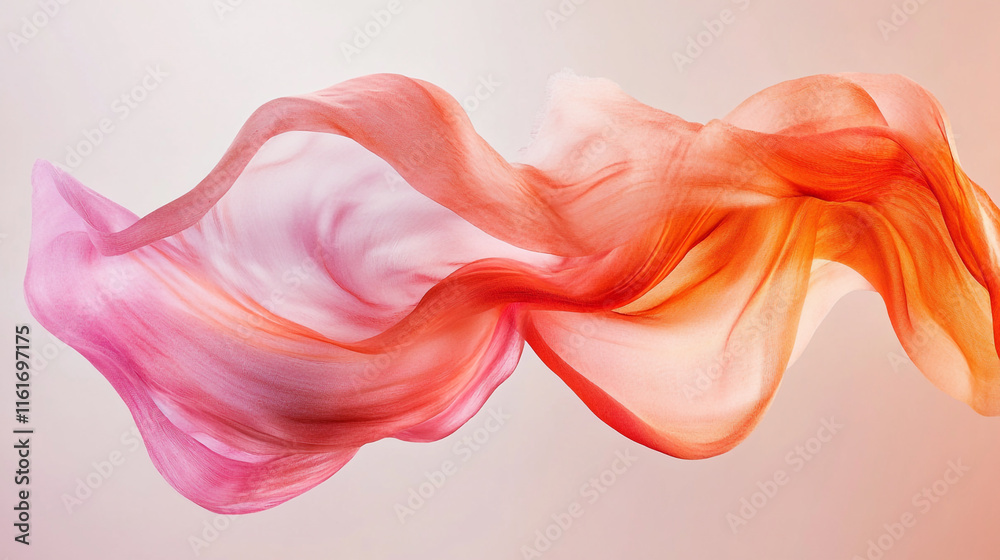 Colorful silk waves flowing gracefully across a soft background Colorful silk waves flowing gracefully across a soft background