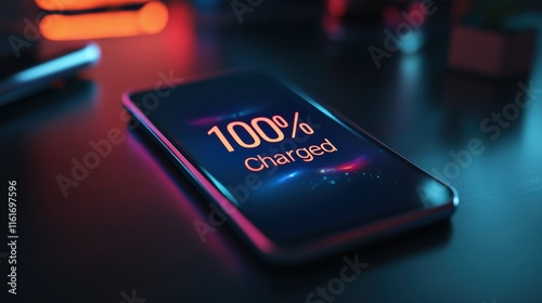 A close-up of a sleek smartphone glowing with a vibrant 