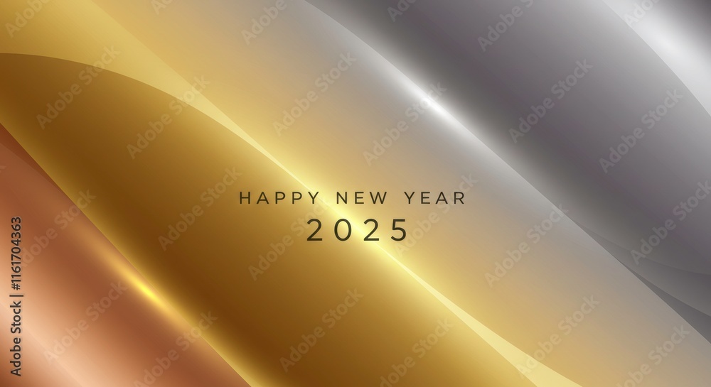 Obraz premium Golden Waves of 2025: Elegant New Year's Background