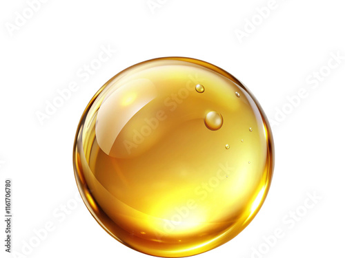 Obraz na płótnie Gold sphere or oil bubble on white background w salonie