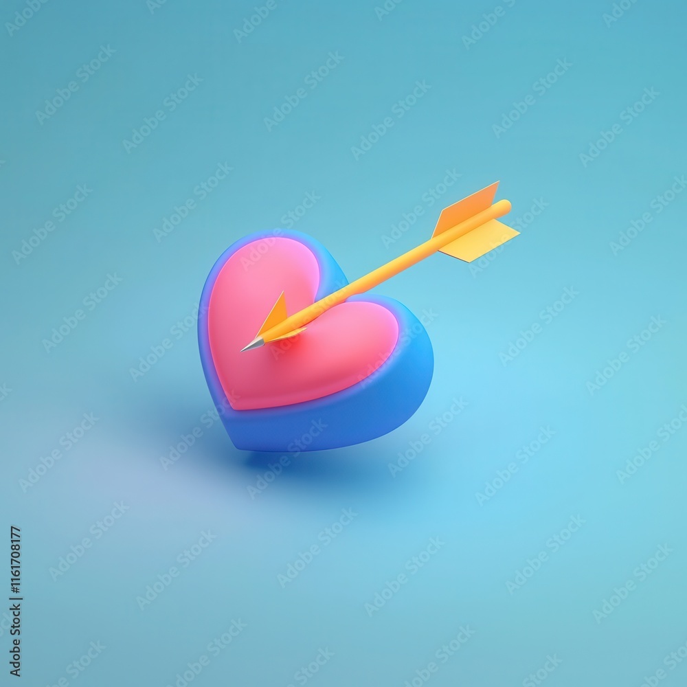 Love symbol with arrow heart illustration digital artwork minimalist style creative concept