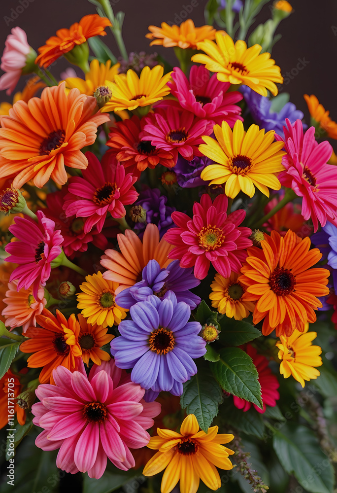Vibrant flowers bloom with rich colors, creating a mesmerizing floral display that brings warmth and beauty to any setting, studio lighting, with white tones Vibrant flowers bloom with rich colors, creating a mesmerizing floral display that brings warmth and beauty to any setting, studio lighting, with white tones
