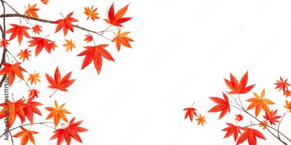 Watercolor frame of red autumn maple leaves on white background with soft light empty middle, border, nature, white background Watercolor frame of red autumn maple leaves on white background with soft light empty middle, border, nature, white background