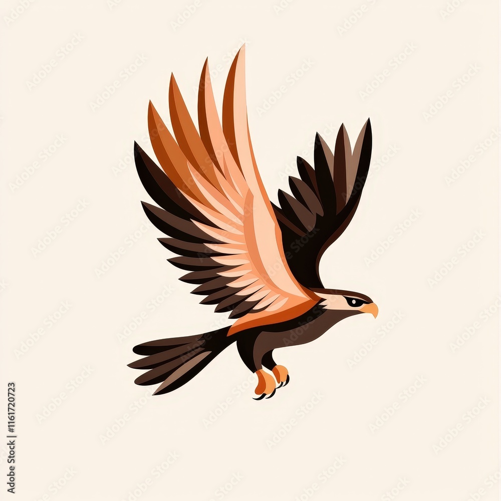 Obraz premium Majestic Swooping Hawk with Striking Brown and Orange Wings in Flight Capturing the Essence of Nature's Beauty and Graceful Aerial Movement