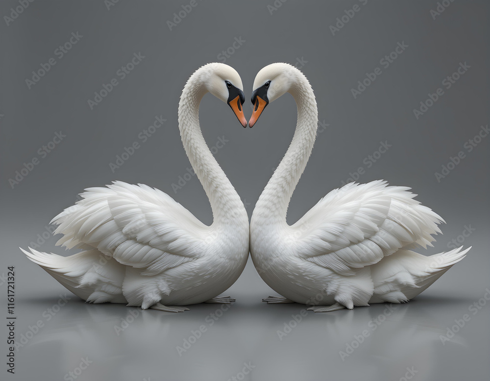 Fototapeta premium Two Swans in a Heart Shape