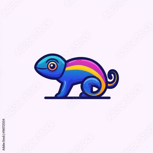 Vibrant Chameleon Design Blending Colorfully with Its Background Illustrating Adaptability and Creativity in a Modern Graphic Style and Concept photo