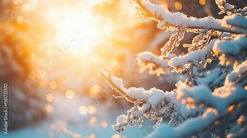 Close-up of snow hitting sunlight. photo